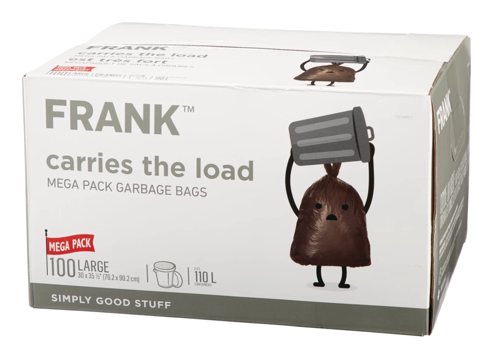 FRANK Large Outdoor Unscented Garbage Bags, 100-pk, 42.5L 3 FRANK Large Outdoor Unscented Garbage Bags, 100-pk, 42.5L