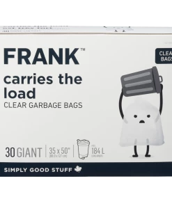 FRANK Giant Outdoor Garbage Bags, 30-pk, Clear, 184-L