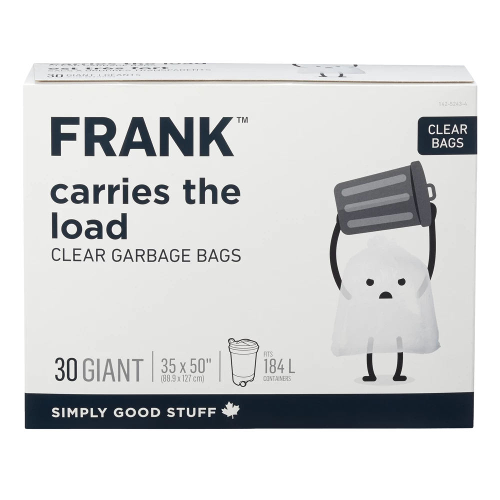 FRANK Giant Outdoor Garbage Bags, 30-pk, Clear, 184-L 3 FRANK Giant Outdoor Garbage Bags, 30-pk, Clear, 184-L