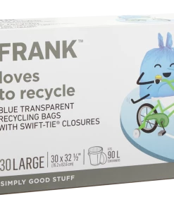 FRANK Large Swift-Tie Recycling Bags, Blue Transparent, 30-pk, 90-L 9 FRANK Large Swift-Tie Recycling Bags, Blue Transparent, 30-pk, 90-L -Outlet Frank Store frank 30 pack blue recycling bags 30x32 5 90l 9d7fc5df 6b85 4e5f b853 b81ba56ad521