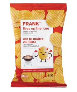 FRANK BBQ Rippled Potato Chips, 200-g