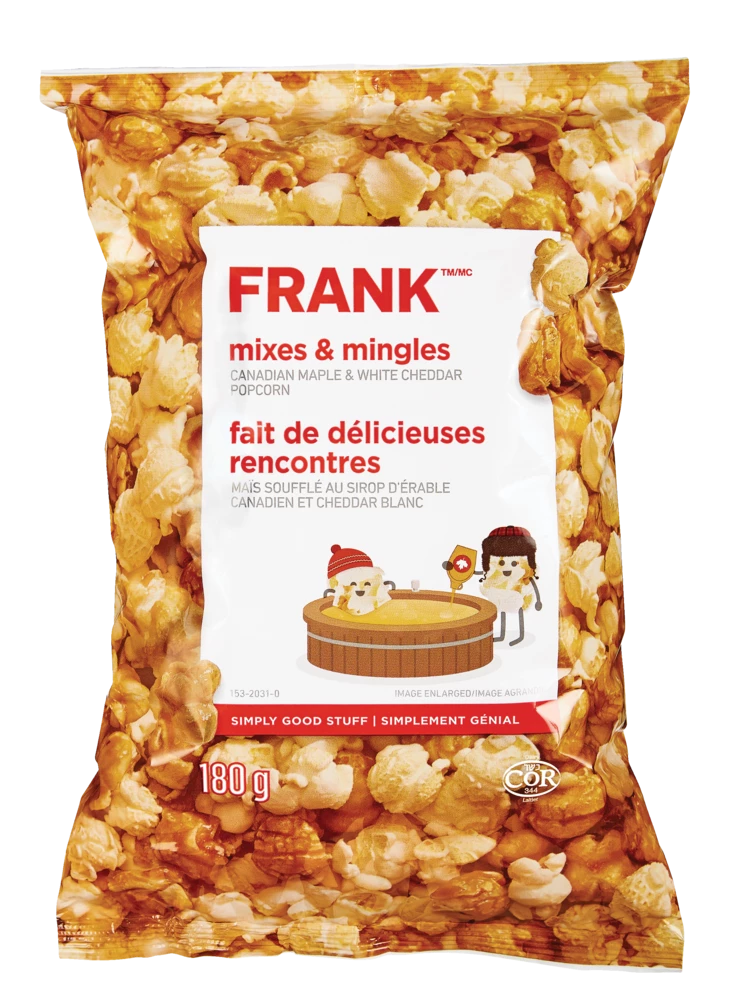 FRANK Canadian Maple And White Cheddar Popcorn Mix, 180-g 3 FRANK Canadian Maple And White Cheddar Popcorn Mix, 180-g