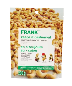 FRANK Roasted & Unsalted Cashews, 200-g