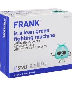 FRANK Small Swift-Tie Recycling Bags, 48-pk, Green Transparent, 25-L