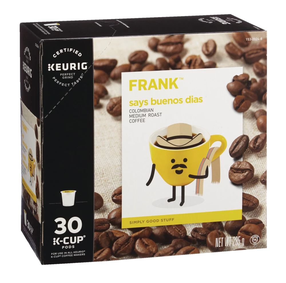 FRANK Says Buenos Dias Colombian Medium Roast K-Cup® Coffee Pods, 285-g, 30-pk, Keurig Compatible 3 FRANK Says Buenos Dias Colombian Medium Roast K-Cup® Coffee Pods, 285-g, 30-pk, Keurig Compatible