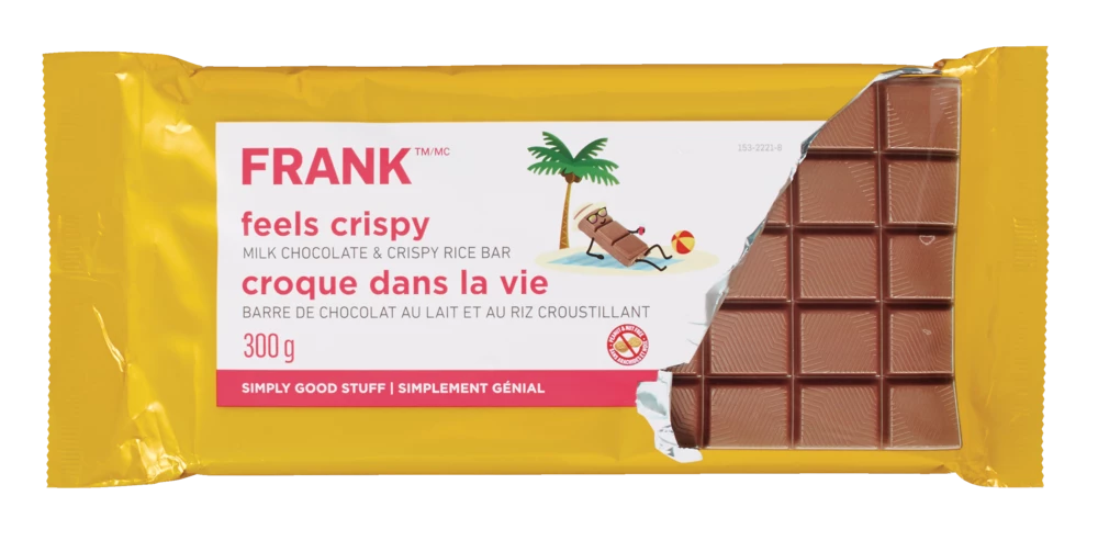 FRANK Milk Chocolate Crispy Rice Bar, 300-g 2 FRANK Milk Chocolate Crispy Rice Bar, 300-g