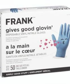 FRANK Multi-Purpose Disposable Vinyl / Nitrile Gloves, Latex Free, One Size, 50-pk