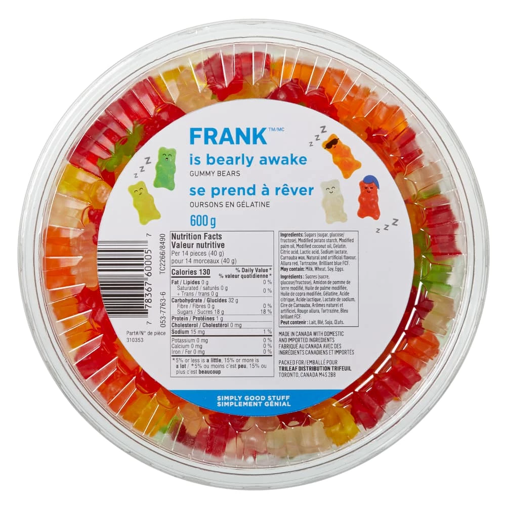 FRANK Gummy Bear Candy Tub, 600-g 3 FRANK Gummy Bear Candy Tub, 600-g