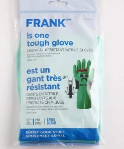 FRANK Chemical Resistant Latex Free Nitrile Gloves, Large, 1-Pair