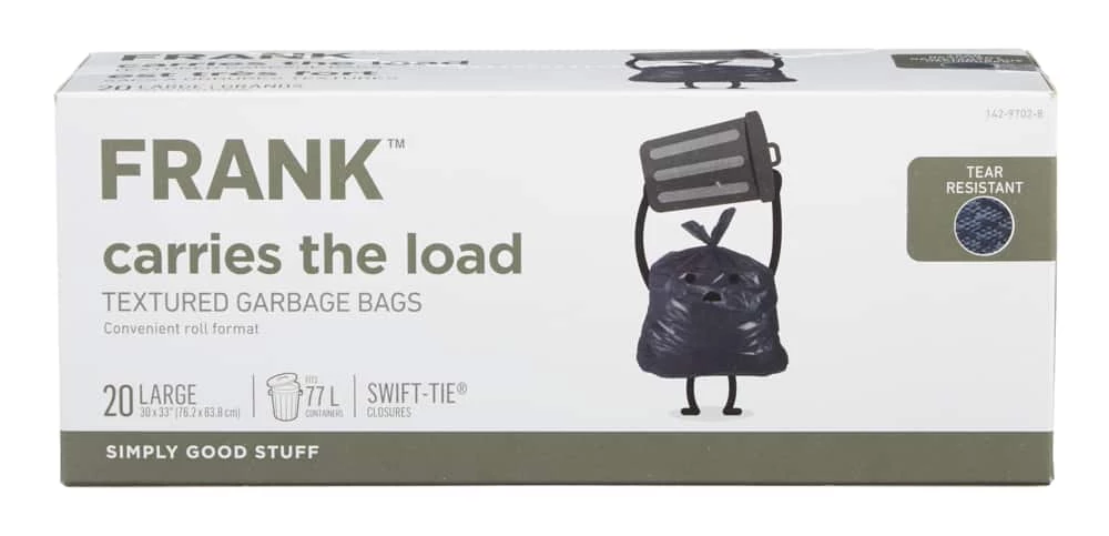 FRANK Large Swift-Tie Outdoor Textured Garbage Bags, 20-pk, 77-L 3 FRANK Large Swift-Tie Outdoor Textured Garbage Bags, 20-pk, 77-L
