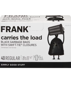 FRANK Regular Swift-Tie Garbage Bags, 40-pk, Black, 74-L -Outlet Frank Store frank regular black garbage bags 74l 40pk ae3fd1b1 d431 4c5c bdd5 dcee2db41a7f
