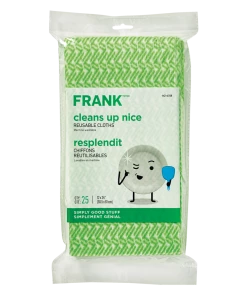 FRANK All-Purpose Machine Washable Cleaning Cloths, Green, 25-pk