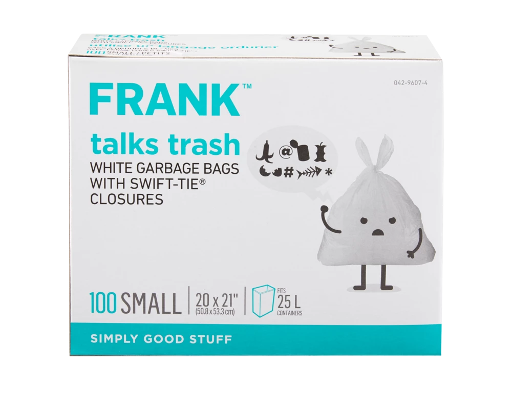 FRANK Small Swift-Tie Unscented Garbage Bags, 100-pk, White, 25-L 4 FRANK Small Swift-Tie Unscented Garbage Bags, 100-pk, White, 25-L - Image 2