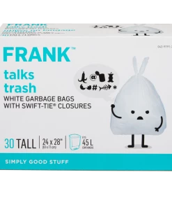 FRANK Tall Swift-Tie Unscented Garbage Bags, 30-pk, White, 45-L -Outlet Frank Store frank tall white garbage bags 45l 30pk 7417de6e f797 4be3 b15b f51a6ecab4f3