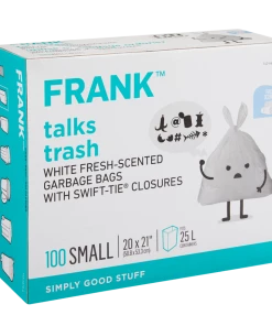 FRANK Small Swift-Tie Fresh Scented Garbage Bags, 100-pk, White, 25-L