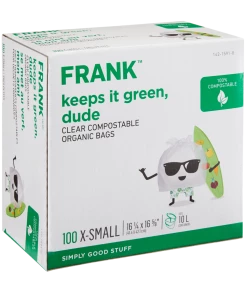 FRANK Extra-Small Organic Compostable Food Waste Bags, 100-pk, Clear, 10-L