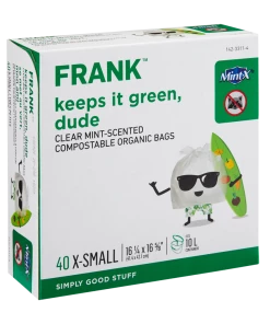 FRANK Extra-Small Organic Mint Scented Compostable Food Waste Bags, 40-pk, Clear, 10-L